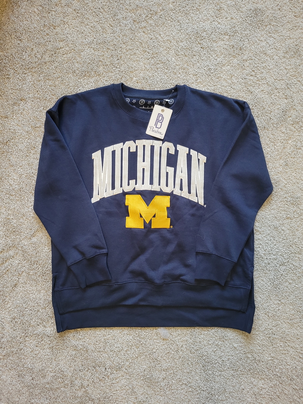 Pressbox Navy Michigan Crewneck Sweatshirt